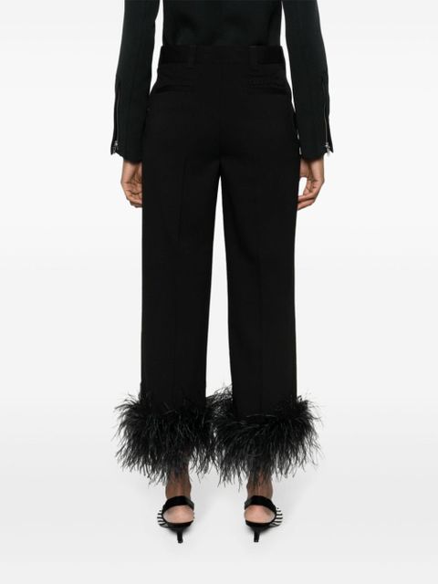 Miu Miu feather-trimmed trousers - Black