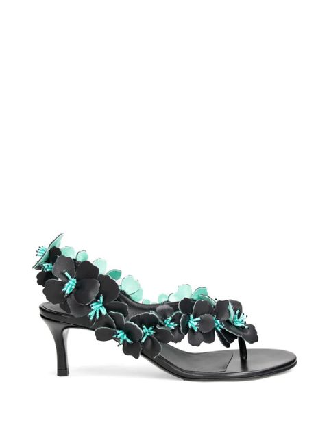 Rabanne floral-appliqué beaded sandals - Black - zdjęcie produktu nr 1