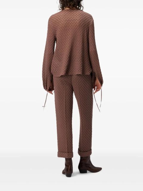 Missoni textured tie-neck top - Brown