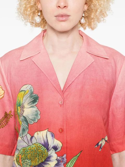ALEMAIS Inez floral-print linen shirt - Pink