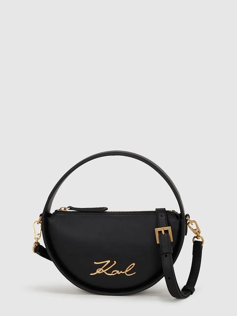 Karl Lagerfeld torebka skórzana K/SIGNATURE kolor czarny A3W30047 - zdjęcie produktu nr 1