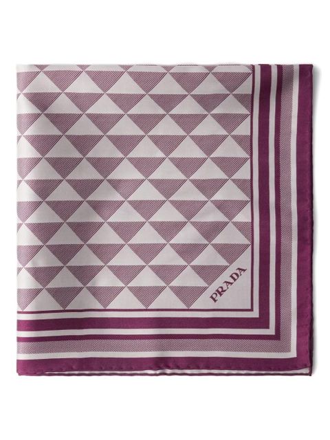 Prada symbole-pattern silk scarf - Purple