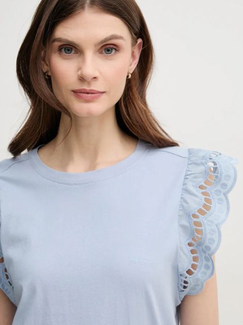 Pepe Jeans t-shirt bawełniany VIC damski kolor niebieski PL506067