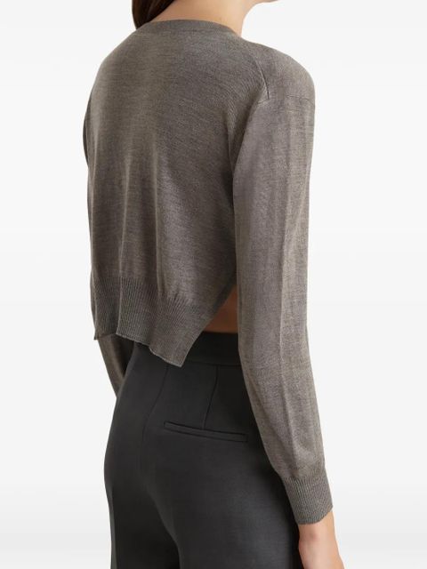 KHAITE crew-neck button cardigan - Grey