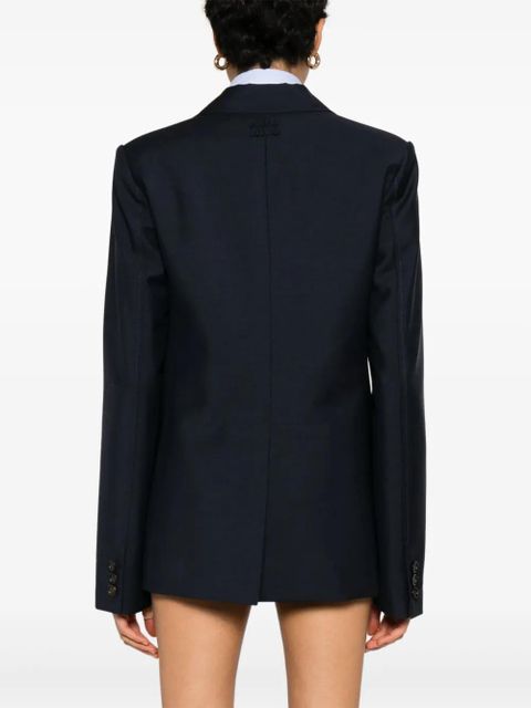 Miu Miu logo-appliqué blazer - Blue