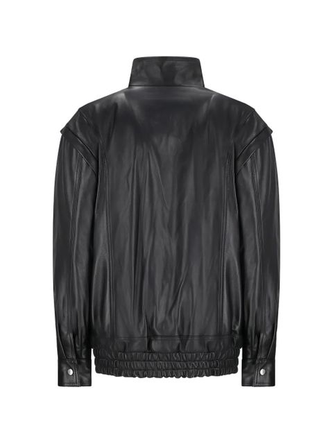 Alessandra Rich removable-sleeve leather bomber jacket - Black - zdjęcie produktu nr 2