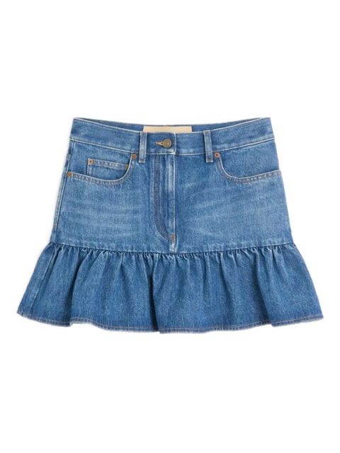 Valentino Garavani ruffled denim mini skirt - Blue - zdjęcie produktu nr 1