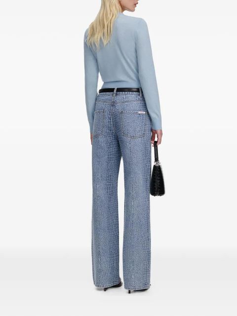 Self-Portrait rose v-neck jumper - Blue