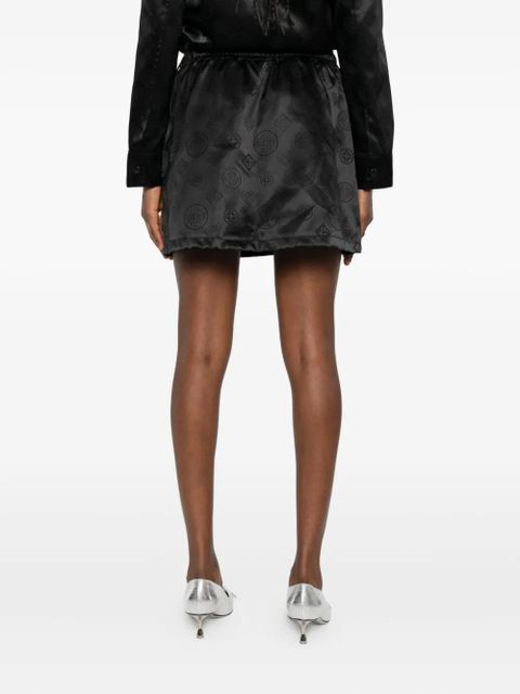 Casablanca drawstring patterned mini skirt - Black