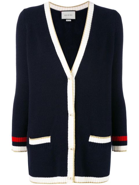 Gucci Embroidered oversize knit cardigan - Blue - zdjęcie produktu nr 1