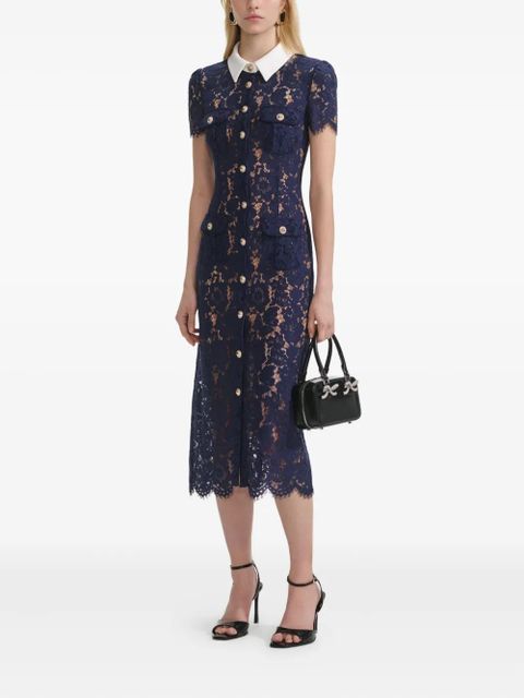 Self-Portrait embroidered-lace dress - Blue