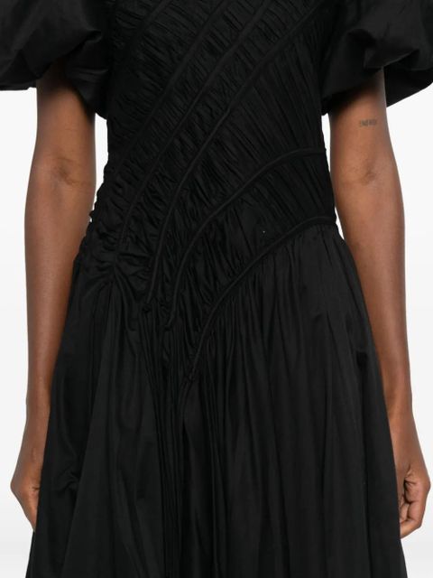Aje puff-sleeved smocked midi dress - Black