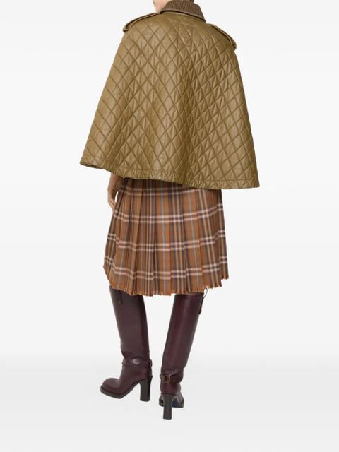 Burberry quilted shearling-collar cape - Brown