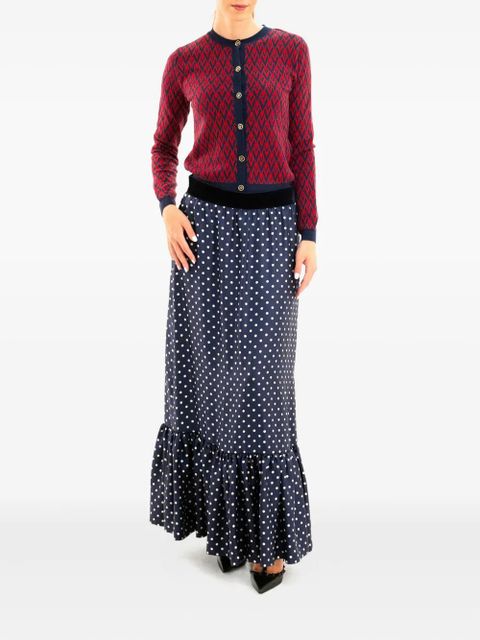 Valentino Garavani chevron-pattern ruffled cardigan - Blue - zdjęcie produktu nr 2