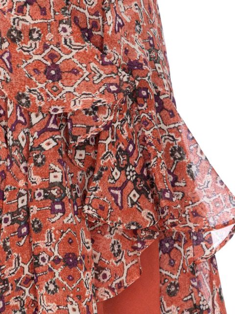 MARANT ÉTOILE ruffled patterned mini skirt - Orange