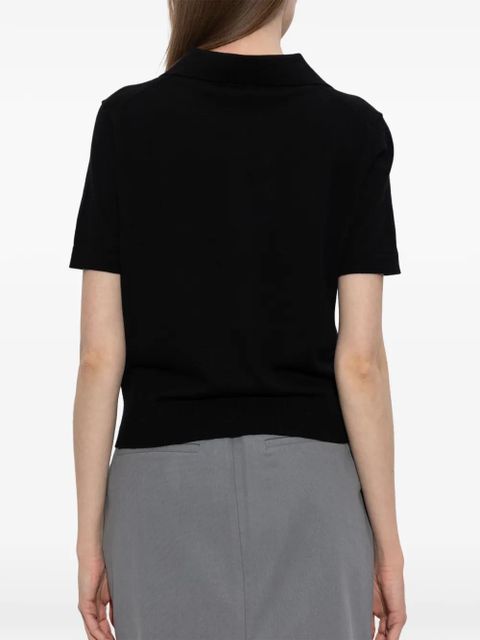 ANINE BING fine-knit polo shirt - Black