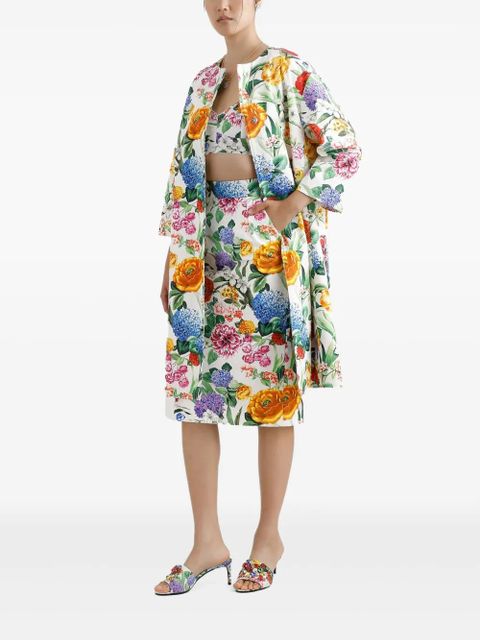Dolce & Gabbana floral-print coat - White