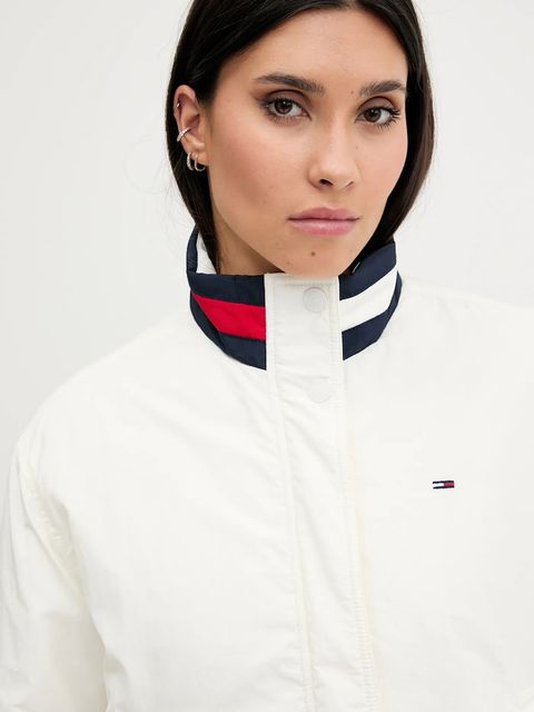 Tommy Jeans kurtka kolor beżowy przejściowa oversize DW0DW21436