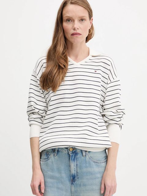 Tommy Hilfiger sweter bawełniany damski kolor biały lekki WW0WW45695 - zdjęcie produktu nr 1