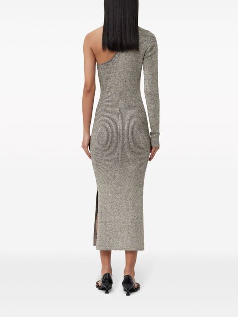 GANNI Sparkle one-sleeve dress - Neutrals