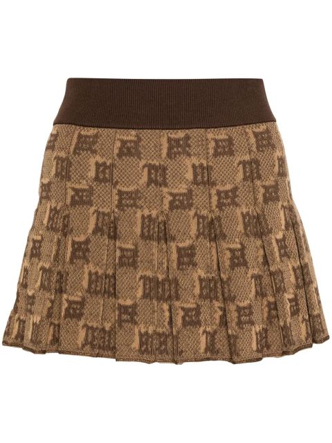 MISBHV monogram-jacquard pleated mini skirt - Brown