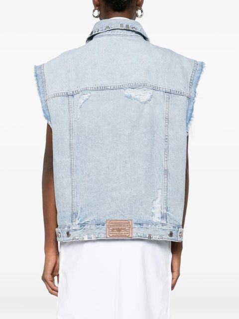 Alexander Wang embellished sleeveless denim jacket - Blue