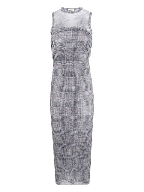 Jean Paul Gaultier mesh-panelled check maxi dress - Grey - zdjęcie produktu nr 1