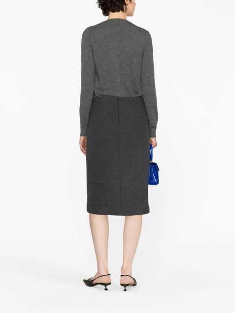 Miu Miu logo-intarsia fine-knit cardigan - Grey