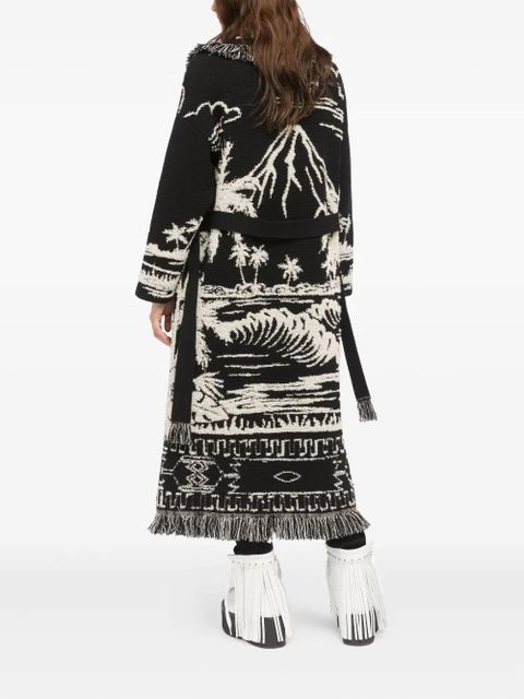 Alanui palm-tree fringe coat - Black