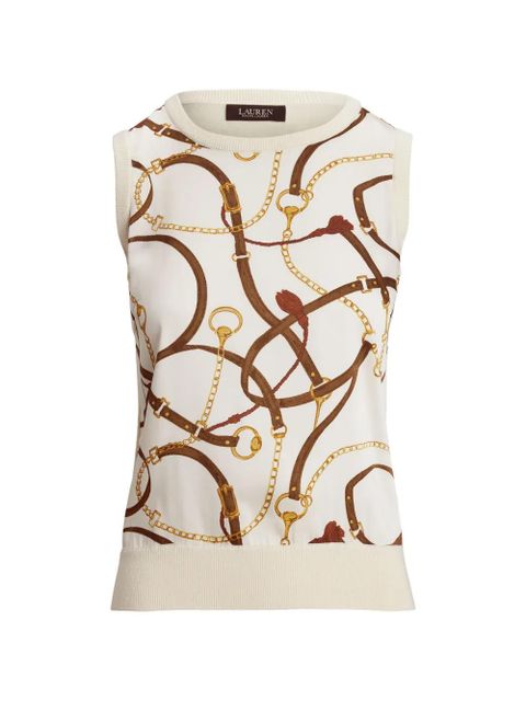 Lauren Ralph Lauren belt-print sleeveless top - Neutrals - zdjęcie produktu nr 1