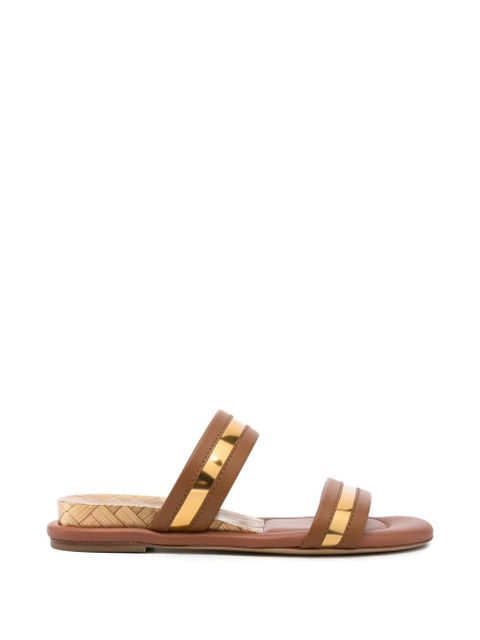 Casadei Florence metallic-trimmed leather sandals - Brown - zdjęcie produktu nr 1