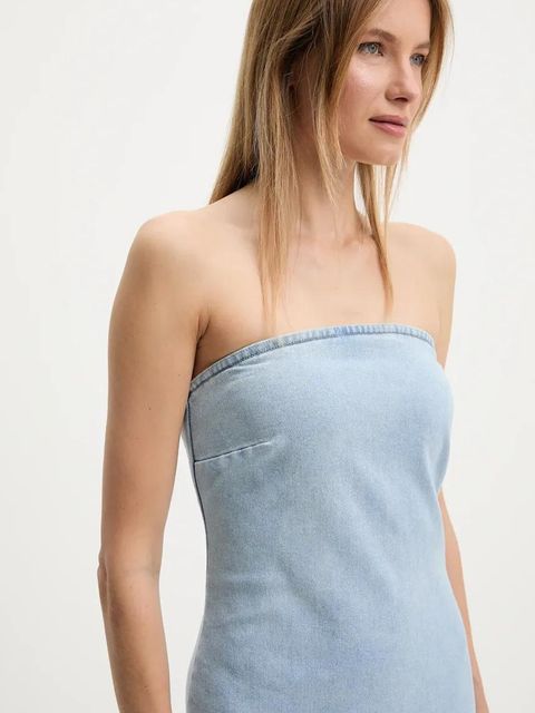 Answear.LAB sukienka jeansowa kolor niebieski midi prosta