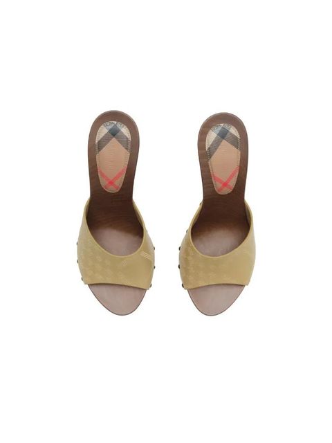 Burberry check stud leather potter mules - Neutrals