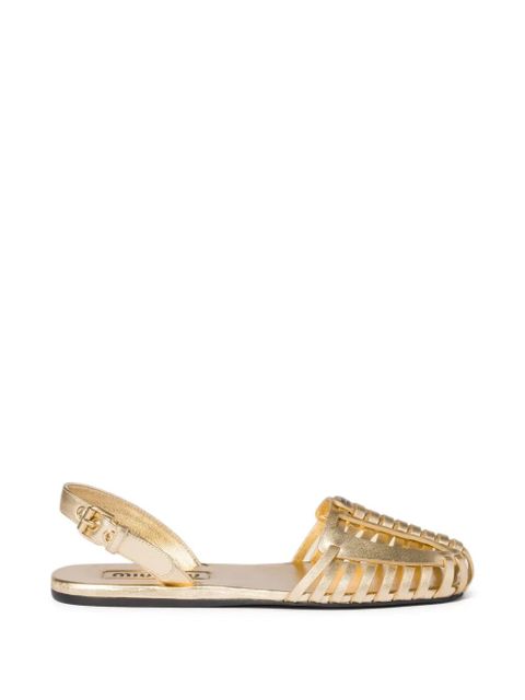 Miu Miu laminated nappa-leather fisherman sandals - Gold - zdjęcie produktu nr 1