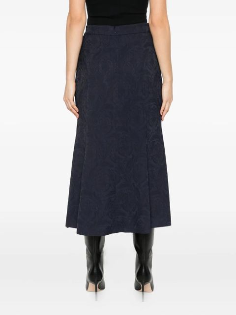 ETRO damask-pattern midi skirt - Blue