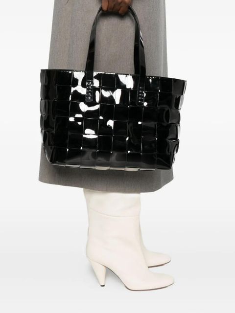 DRAGON DIFFUSION patent-leather-woven tote bag - Black - zdjęcie produktu nr 2