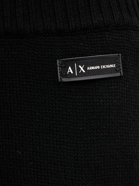 Armani Exchange spodnie z dodatkiem wełny damskie kolor czarny proste high waist XW000769 AF13774