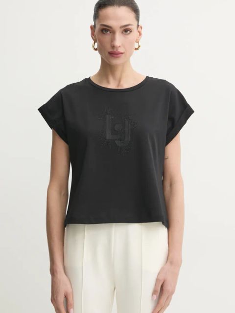 Liu Jo t-shirt bawełniany damski kolor czarny VA5151.JS923