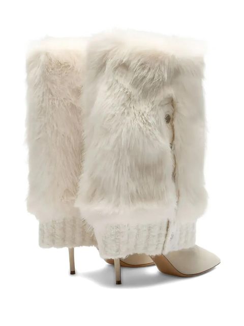 Casadei 80mm fur-overlay buttoned boots - Neutrals