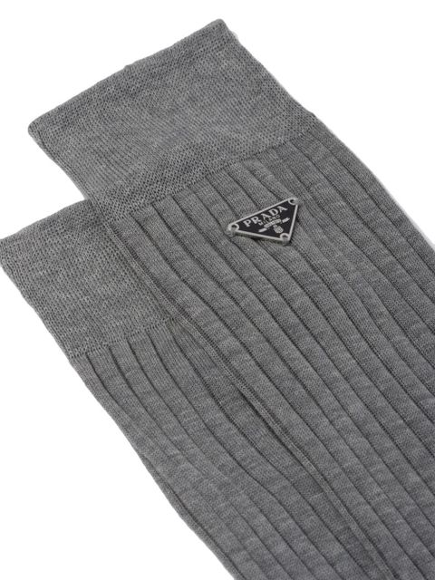 Prada fine-ribbed cotton socks - Grey - zdjęcie produktu nr 2