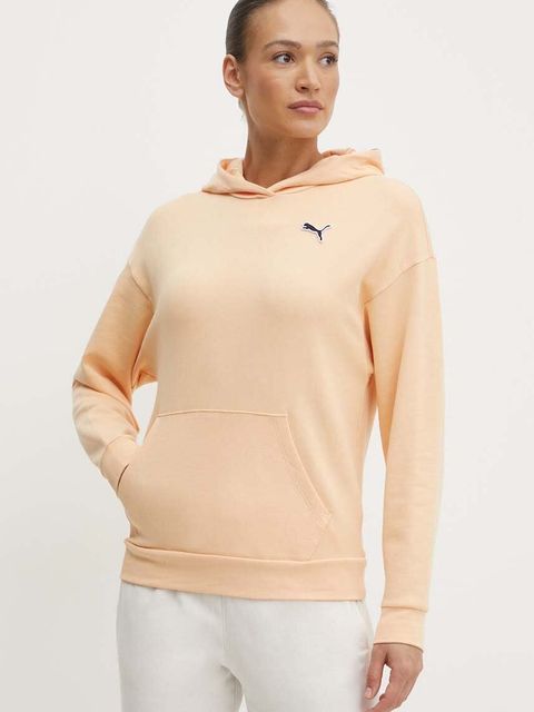 Puma bluza bawełniana BETTER ESSENTIALS damska kolor żółty z kapturem gładka 675988 - zdjęcie produktu nr 1