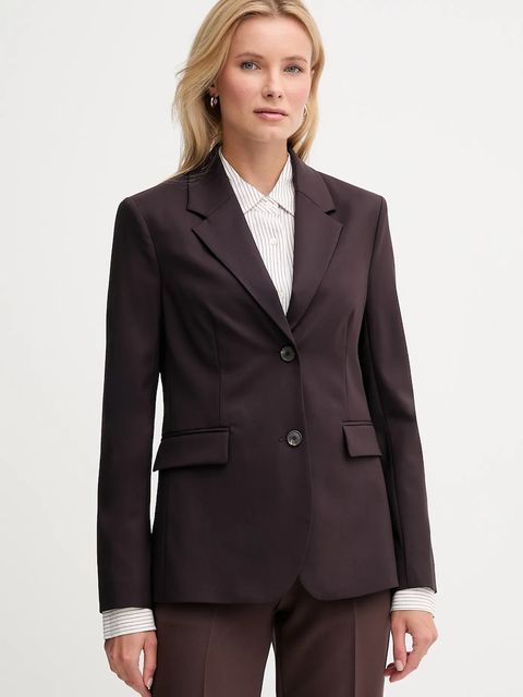 Tommy Hilfiger marynarka z dodatkiem wełny kolor bordowy jednorzędowa gładka WW0WW46662 - zdjęcie produktu nr 1