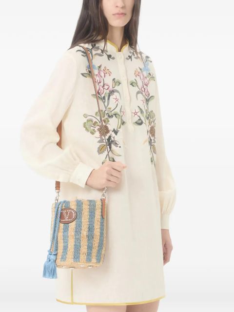 Valentino Garavani small striped raffia bucket bag - Neutrals - zdjęcie produktu nr 2