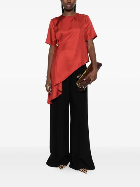 LouLou de Saison Madea button-detail asymmetric blouse - Red - zdjęcie produktu nr 2