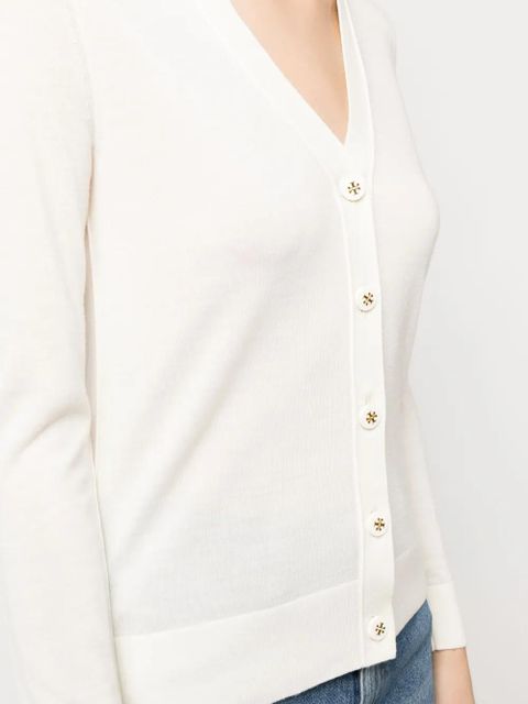 Tory Burch logo-buttons knit cardigan - White