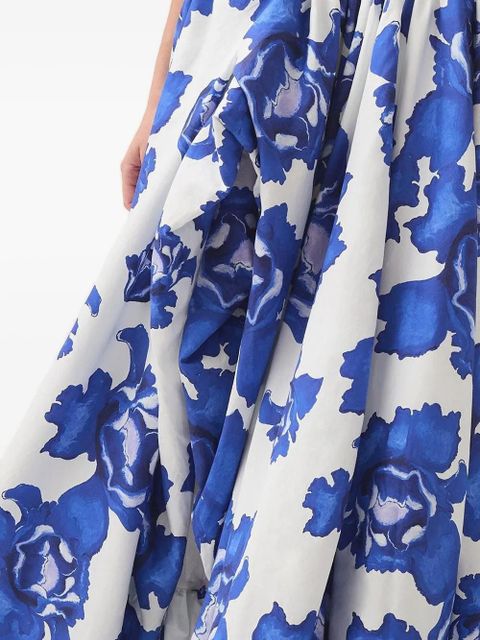 Aje floral-print strapless dress - Blue