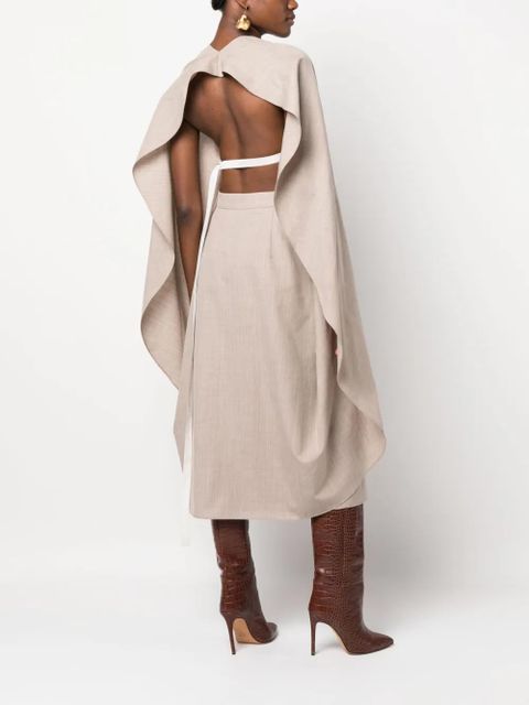 FENDI cut-out draped wool dress - Neutrals