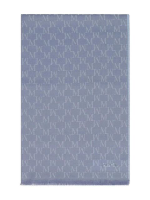 Max Mara monogram-jacquard wool scarf - Blue - zdjęcie produktu nr 1