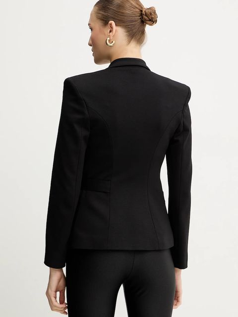 Just Cavalli marynarka z dodatkiem wiskozy kolor czarny jednorzędowa gładka 79PAQ705 J0092