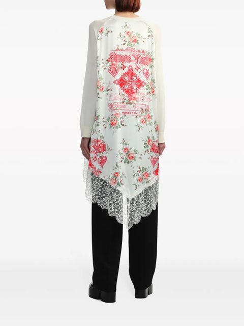 Simone Rocha panelled asymmetric lace-trim top - White